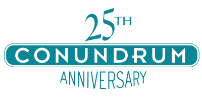 Conundrum Logo 25thAnniversary teal-01